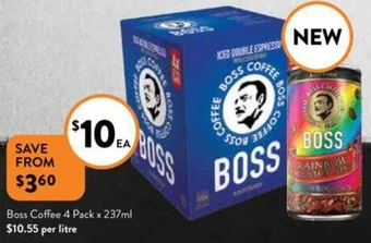 Foodworks Boss Coffee 4 Pack x 237ml offer