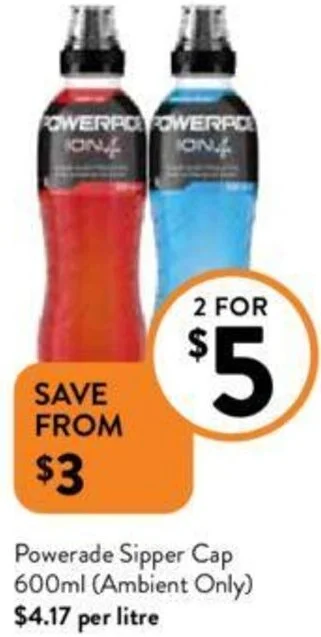 Foodworks Powerade Sipper Cap 600ml offer