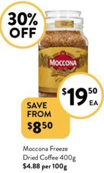 Foodworks Moccona Freeze Dried Coffee 400g offer