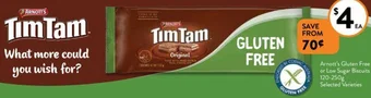 Foodworks Arnott's Gluten Free or Low Sugar Biscuits 120-250g offer