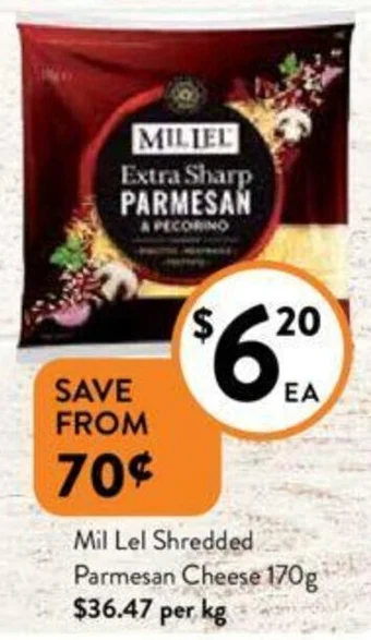 Foodworks Mil Lel Shredded Parmesan Cheese 170g offer