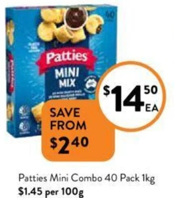 Foodworks Patties Mini Combo 40 Pack 1kg offer