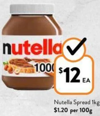 Foodworks Nutella Spread 1kg offer