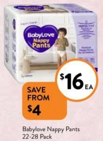 Foodworks Babylove Nappy Pants 22-28 Pack offer