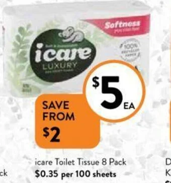 icare Toilet Tissue 8 Pack