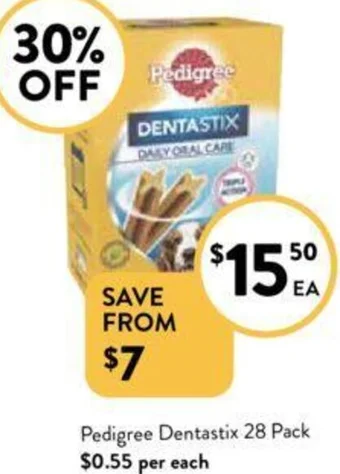 Foodworks Pedigree Dentastix 28 Pack offer