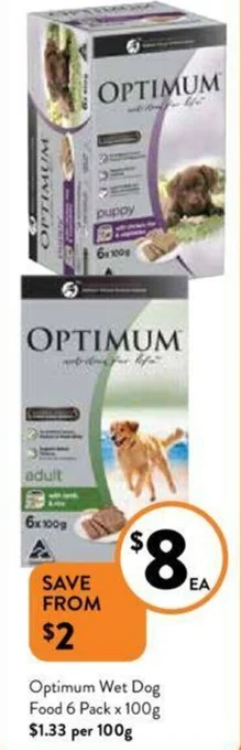 Foodworks Optimum Wet Dog Food 6 Pack x 100g offer