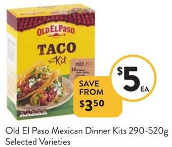 Foodworks Old El Paso Mexican Dinner Kits 290-520g offer