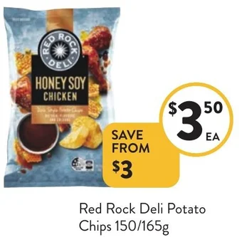 Foodworks Red Rock Deli Potato Chips 150/165g offer