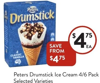 Foodworks Peters Drumstick Ice Cream 4/6 Pack offer