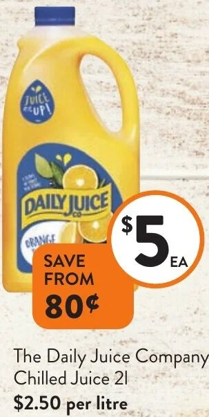 Foodworks The Daily Juice Company Chilled Juice 2L offer