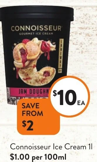 Foodworks Connoisseur Ice Cream 1L offer