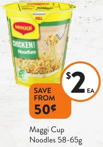 Foodworks Maggi Cup Noodles 58-65g offer