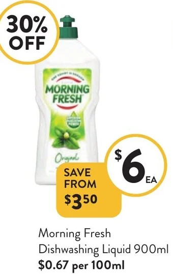 Foodworks Morning Fresh Dishwashing Liquid 900ml offer