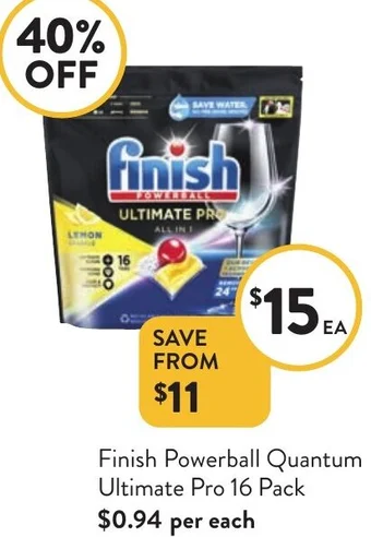 Foodworks Finish Powerball Quantum Ultimate Pro 16 Pack offer
