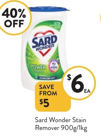 Foodworks Sard Wonder Stain Remover 900g/1kg offer