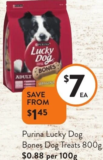 Foodworks Purina Lucky Dog Bones Dog Treats 800g offer
