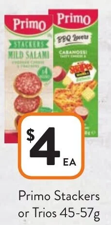 Foodworks Primo Stackers or Trios 45-57g offer