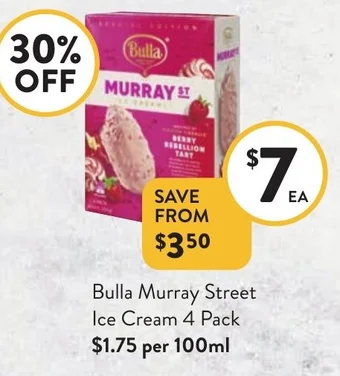 Foodworks Bulla Murray Street Ice Cream 4 Pack offer