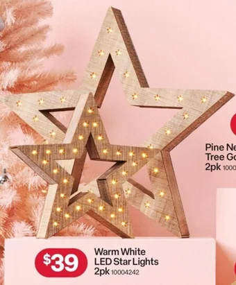 Warm White LED Star Lights 2pk