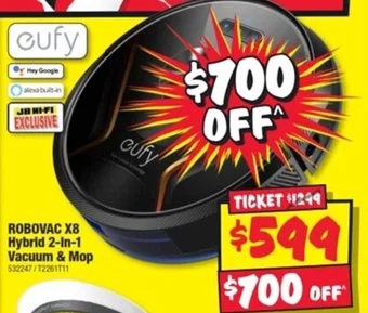 JB Hi-Fi ROBOVAC X8 Hybrid 2-in-1 Vacuum & Mop offer