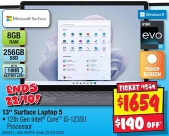 JB Hi-Fi 13" Surface Laptop 5 offer