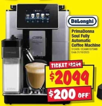 JB Hi-Fi DeLonghi PrimaDonna Soul Fully Automatic Coffee Machine offer