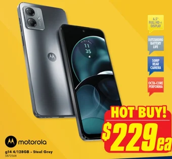 The Good Guys motorola g14 4/128GB - Steel Grey offer