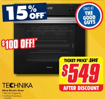 The Good Guys TECHNIKA 60cm Electric Oven offer