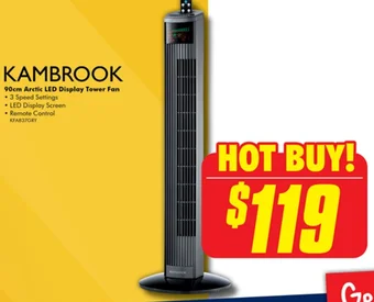 The Good Guys KAMBROOK 90cm Arctic LED Display Tower Fan offer