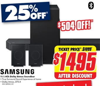 The Good Guys SAMSUNG 11.1.4Ch Dolby Atmos Soundbar offer