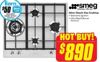 The Good Guys smeg 60cm Classic Gas Cooktop offer