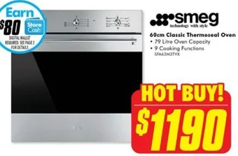 The Good Guys smeg 60cm Classic Thermoseal Oven offer