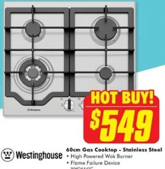The Good Guys Westinghouse 60cm Gas Cooktop - Stainless Steel offer