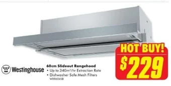 The Good Guys Westinghouse 60cm Slideout Rangehood offer