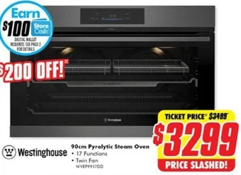 The Good Guys Westinghouse 90cm Pyrolytic Steam Oven offer