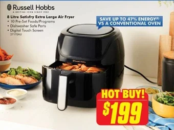 The Good Guys Russell Hobbs 8 Litre Satisfry Extra Large Air Fryer offer