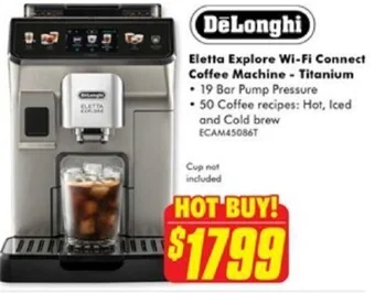 The Good Guys DeLonghi Eletta Explore Wi-Fi Connect Coffee Machine - Titanium offer