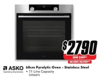 The Good Guys ASKO 60cm Pyrolytic Oven - Stainless Steel offer