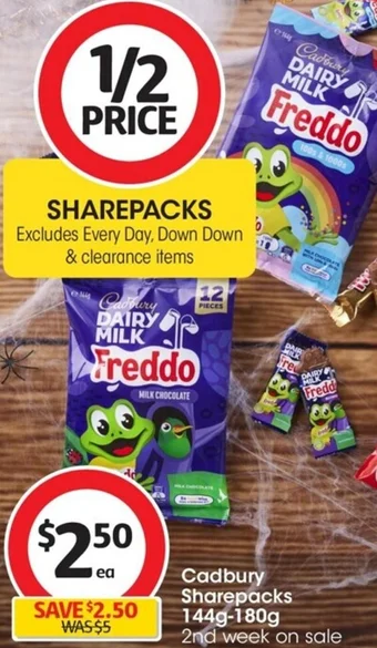 Coles Cadbury Sharepacks 144g-180g offer