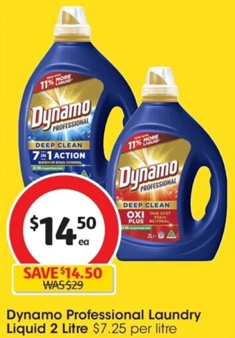 Coles Dynamo Professional Laundry Liquid 2 Litre offer