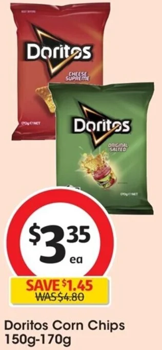 Coles Doritos Corn Chips 150g-170g offer