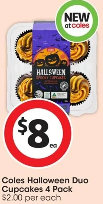 Coles Coles Halloween Duo Cupcakes 4 Pack offer