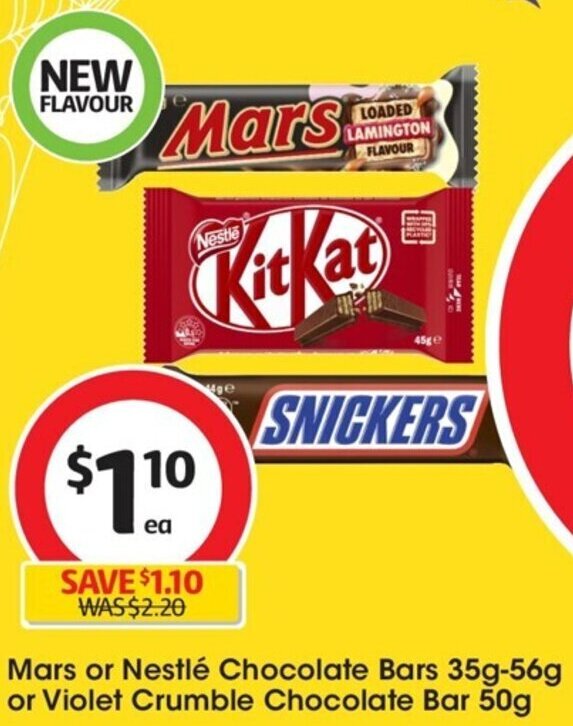 Mars or Nestlé Chocolate Bars 35g56g or Violet Crumble Chocolate Bar