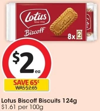 Coles Lotus Biscoff Biscuits 124g offer