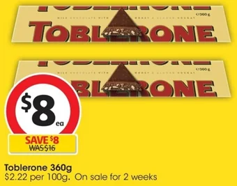 Coles Toblerone 360g offer