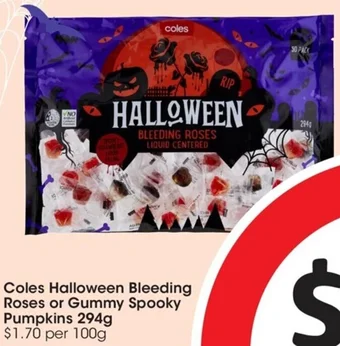 Coles Coles Halloween Bleeding Roses or Gummy Spooky Pumpkins 294g offer