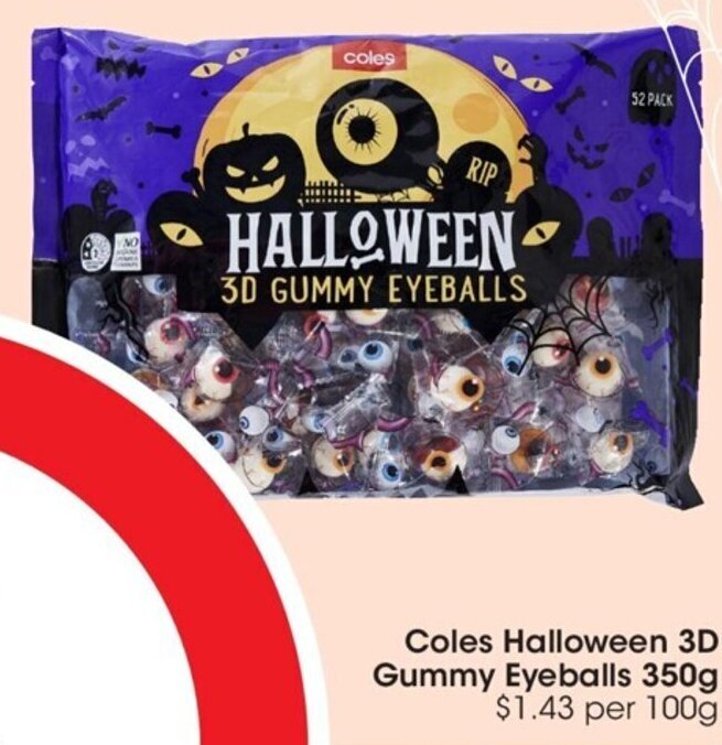 Coles Halloween 3D Gummy Eyeballs 350g offer at Coles