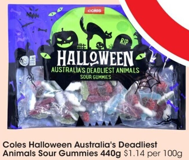 Coles Halloween Australia's Deadliest Animals Sour Gummies 440g offer