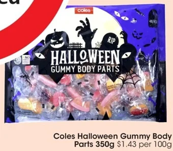 Coles Coles Halloween Gummy Body Parts 350g offer